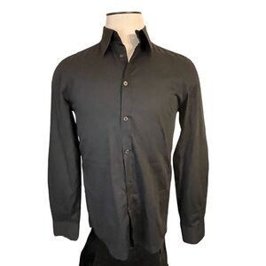 J. LINDEBERG Slim Fit‎ Solid Black Button Up Shirt Size 48